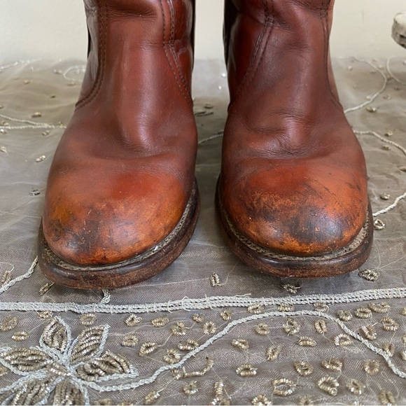 Vintage 1970s Frye Tan Leather Cowboy Boots - Picture 4 of 8